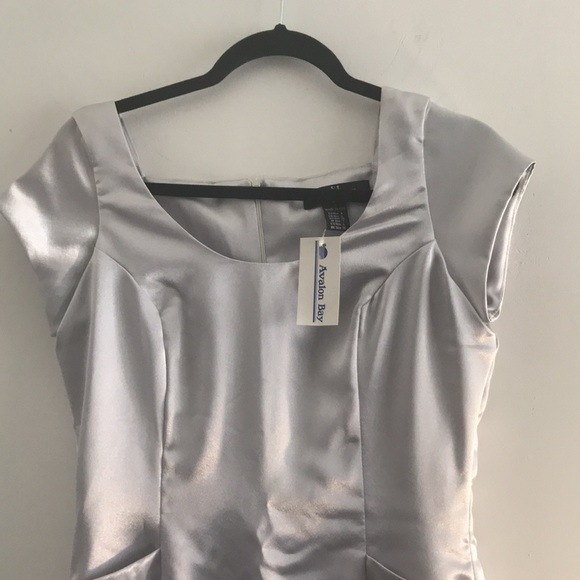 Haiying Snider, Size 4 Metallic Gray 100% Silk Mini Dress - Picture 2 of 12